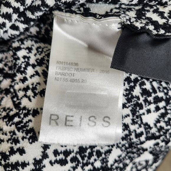 Reiss Long Sleeve Ballet Neckline Top - Abstract - Black Multi - Picture 7 of 10